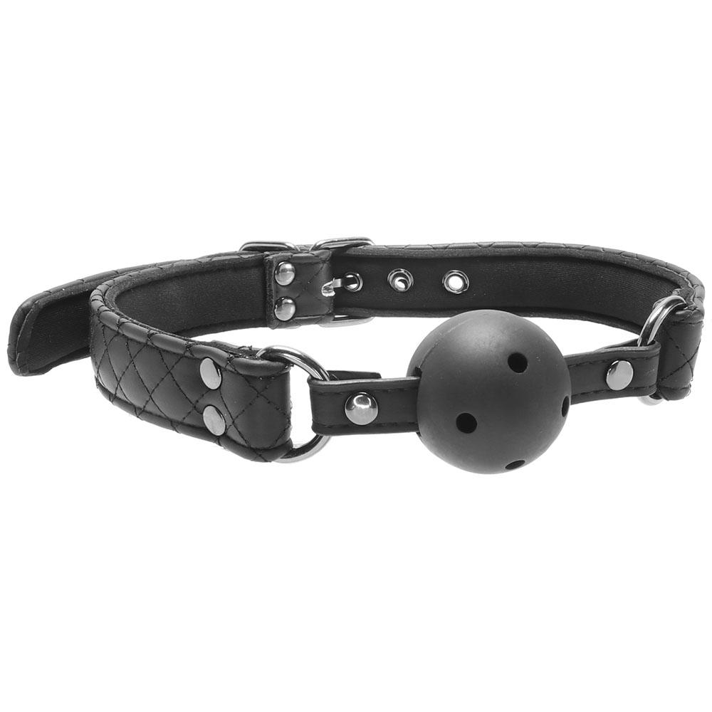 Кляп-шарик, штучна шкіра та ABS-пластик, Adam & Eve, чорний, 4.4 см (42589), zoom