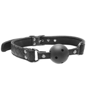 Кляп-шарик, штучна шкіра та ABS-пластик, Adam & Eve, чорний, 4.4 см - No Taboo