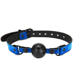 Кляп з двома кульками, силікон і ABS-пластик, Whipsmart, синій, 4 см і 3.8 см - No Taboo