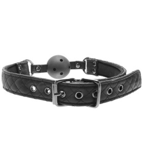 Кляп-шарик, штучна шкіра та ABS-пластик, Adam & Eve, чорний, 4.4 см - No Taboo