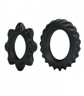 Набір ерекційних кілець з рельєфом Baile чорних, 2 шт - No Taboo