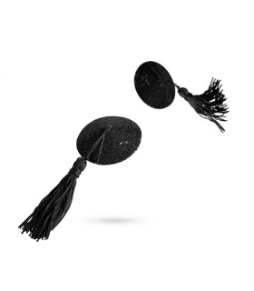 Пестисы со стразами и кисточками, черные - No Taboo