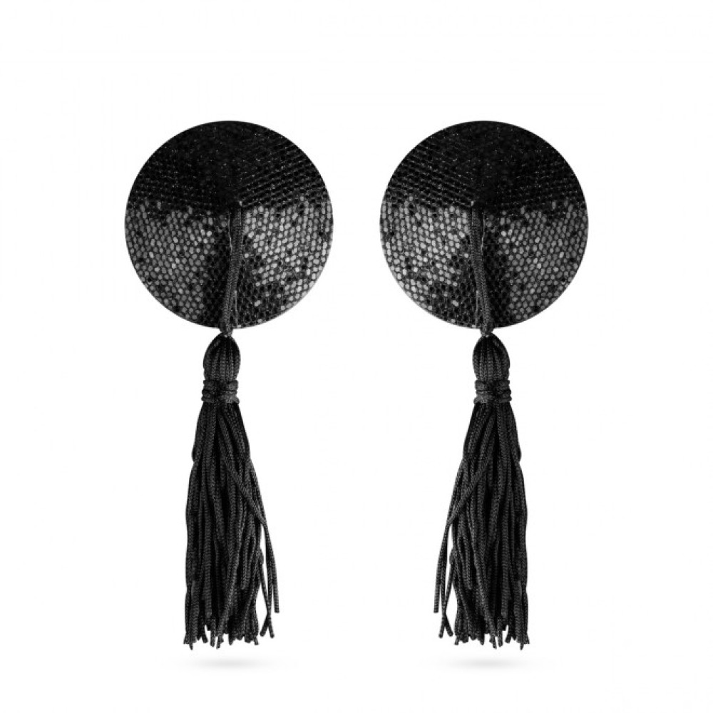 Пестисы со стразами и кисточками, черные (41563), zoom