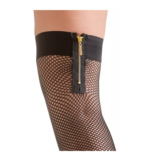 Чулки чёрные в сетку, на молнии сзади Cottelli Collection, S/M - No Taboo