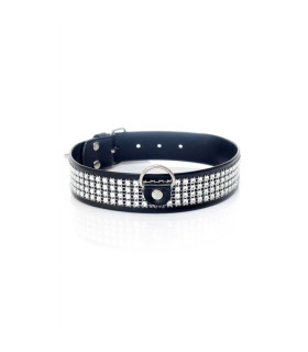 Ошейник Fetish Boss Series Collar с серебряными камнями, 3 см - No Taboo