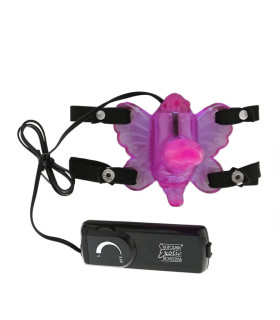 Вибратор бабочка с поясом для стимуляции клитора с пультом, розовая - No Taboo