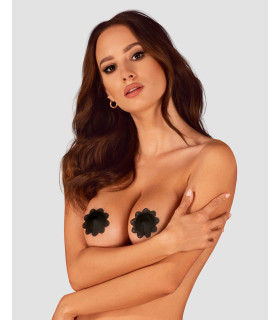 Пестисы (наклейки на соски) черного цвета в форме цветка - No Taboo