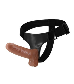 Реалістичний страпон на ременях з мошонкою, з вібрацією, 16 см - No Taboo