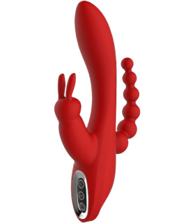 Вибратор-кролик с анальной стимуляцией Dream Toys красный, 21 х 3.5 см - No Taboo