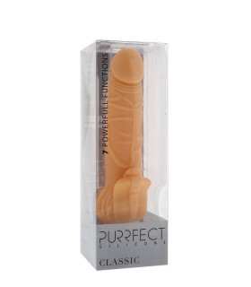 Вибратор Dream Toys Purrfect Silicone с клиторальным отростком, бежевый, 17.8 х 4 см - No Taboo