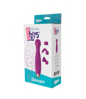Мини-вибратор с насадками фиолетовый QUEENPIN PURPLE - No Taboo
