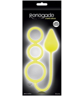 Анальная пробка с тремя эрекционными кольцами желтая RENEGADE 3 RING CIRCUS MEDIUM - No Taboo