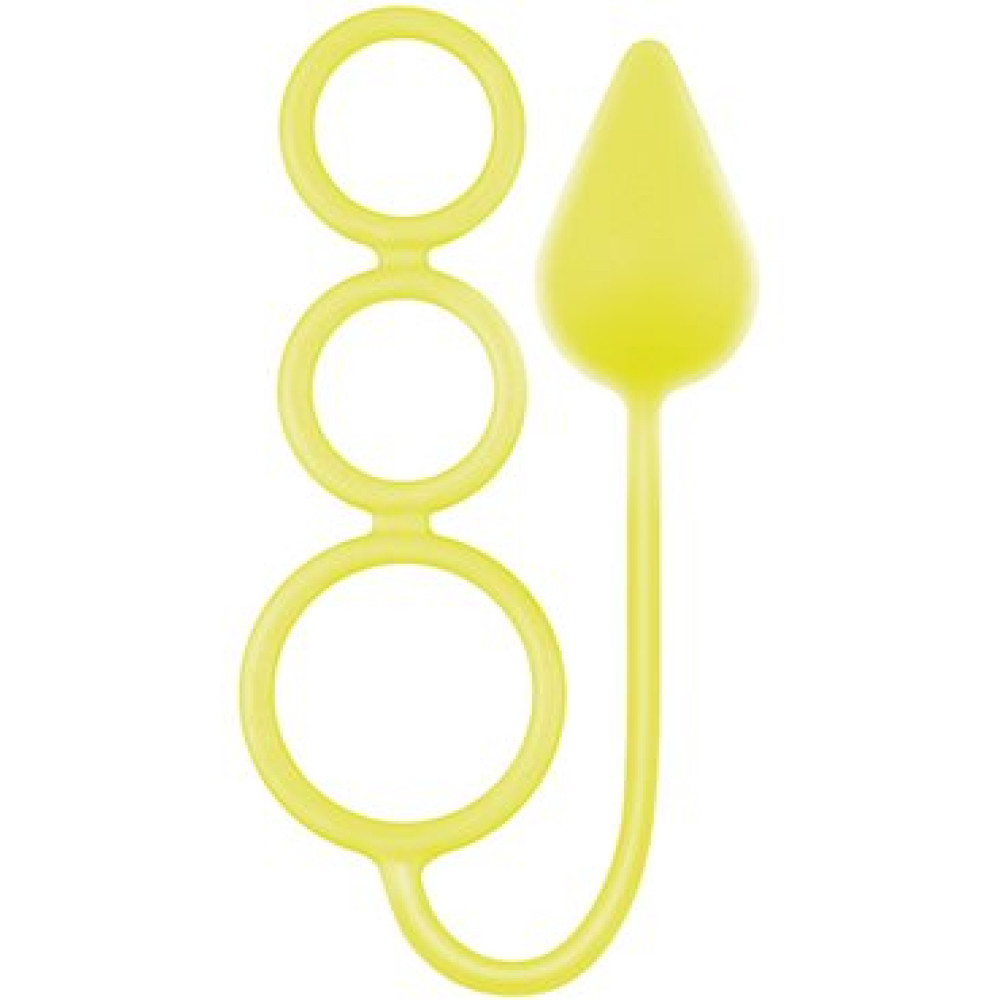 Анальная пробка с тремя эрекционными кольцами желтая RENEGADE 3 RING CIRCUS MEDIUM (36958), zoom