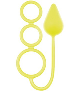 Анальная пробка с тремя эрекционными кольцами желтая RENEGADE 3 RING CIRCUS MEDIUM - No Taboo
