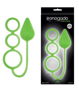 Анальная пробка с тремя эрекционными кольцами зеленая RENEGADE 3 RING CIRCUS MEDIUM - No Taboo
