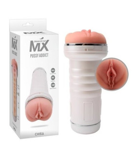 Мастурбатор вагіна Chisa Pussy Addict у білій колбі, бежевий, 22 см х 9.7 см - No Taboo