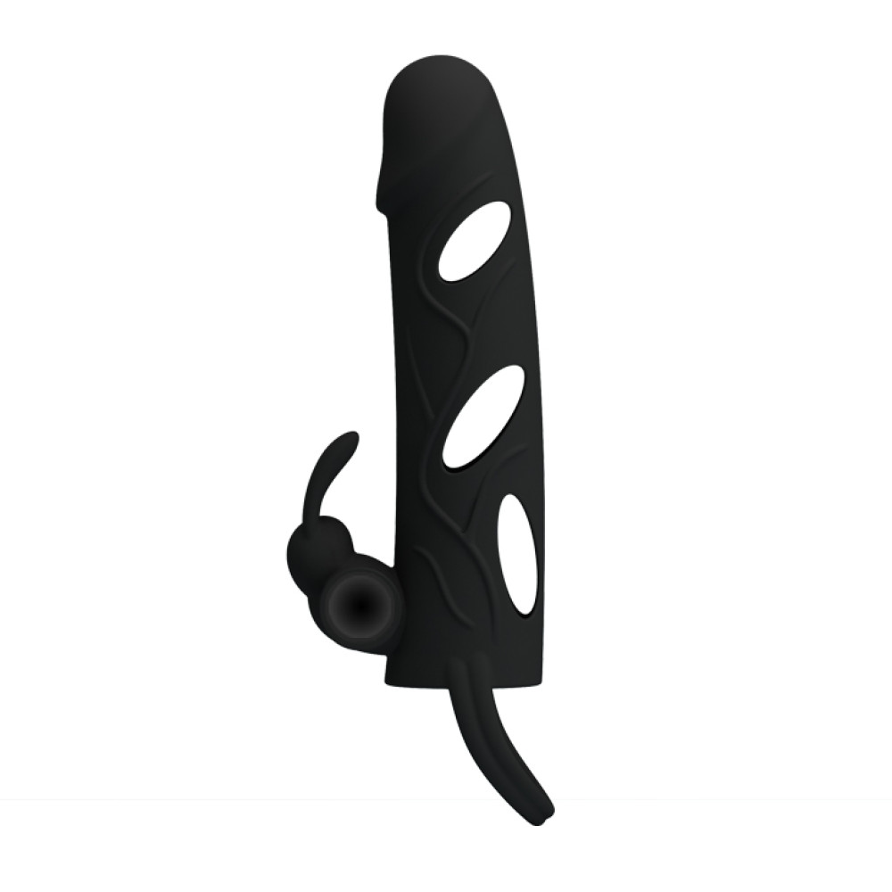 Насадка на член с клиторальной стимуляцией и утяжкой на мошонку (36800), zoom