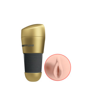 Мастурбатор-вагіна в колбі Pretty Love Kitty золотистий, 20.5 х 8.6 см - No Taboo