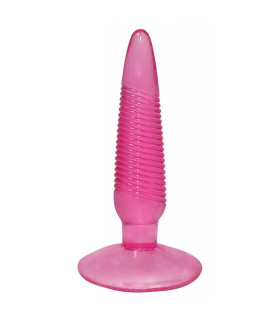 Розовая рельефная анальная пробка с присоской - No Taboo