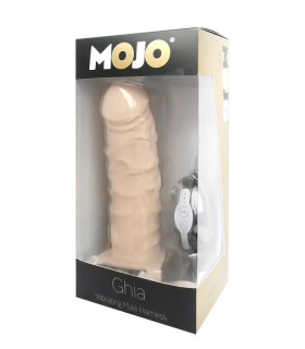 Страпон порожнистий реалістичний, на ременях з вібрацією, бежевий, 18 х 5 см - No Taboo