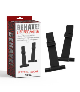 Фиксаторы на двери Chisa Sex Swing In Door черные, 37.5 х 5 см - No Taboo