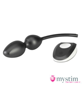 Вагинальные шарики с вибрацией и электростимулцией Mystim черные, 20.8 х 3.6 см - No Taboo