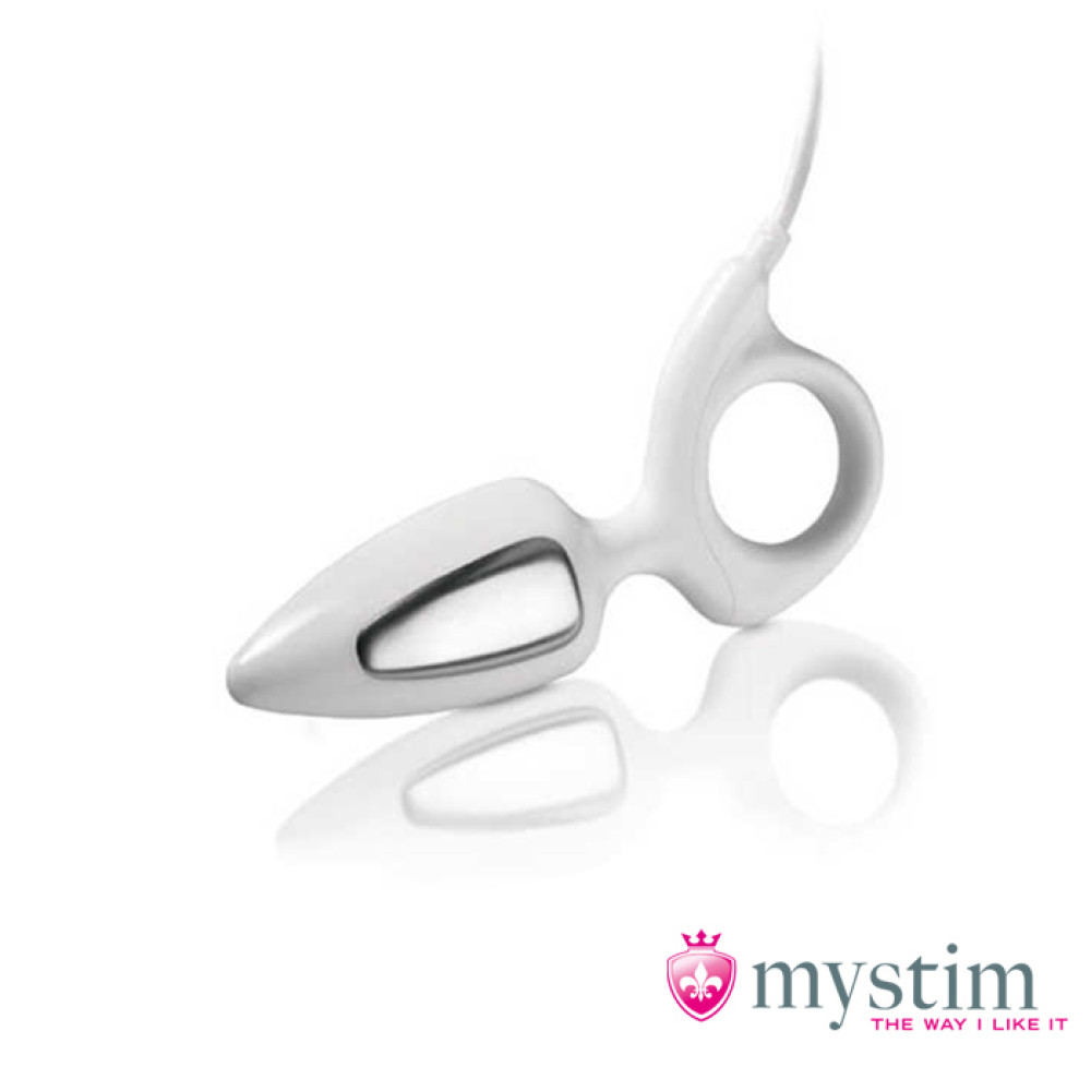 Анальная пробка с электростимуляцией Mystim белая, 8.5 х 3.5 см (5064), zoom