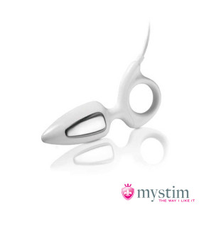 Анальная пробка с электростимуляцией Mystim белая, 8.5 х 3.5 см - No Taboo
