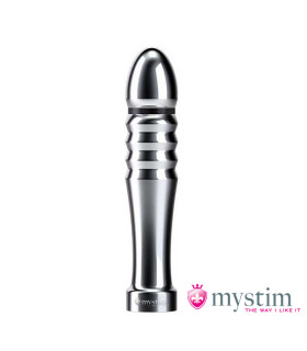 Фалоімітатор з електростимуляцією Mystim срібний, 13 х 2.6 см - No Taboo