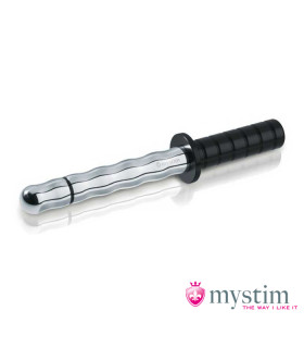Фаллоимитатор для электростимуляции с рукоятью Mystim, серебряный, 28 х 3 см - No Taboo
