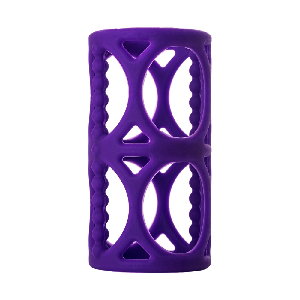 Насадка на пеніс рельєфна з відкритою голівкою, фіолетова, 7.5 х 3.5 см (43531), zoom
