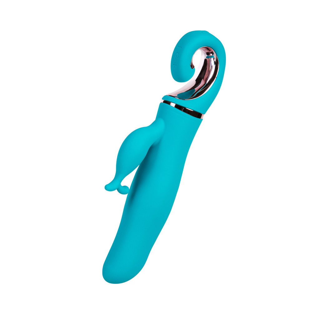 Вибратор-кролик с массажными бусинами супермощный, лазурный, 23 х 4 см (43540), zoom