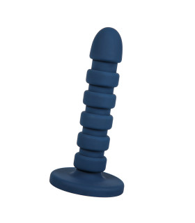 Насадка на страпон дизайнерская рельефная, силиконовая, темно-синяя, 14.5 х 2.8 см - No Taboo