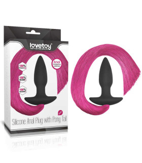 Анальна пробка-хвіст Lovetoy чорно-рожева, 10 х 3.5 см - No Taboo