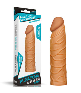 Насадка на член удлиняющая реалистичная Lovetoy светло-коричневая, 17 х 3.9 см - No Taboo