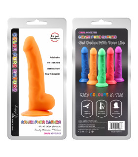 Фалоімітатор реалістичний на присосці Chisa з мошонкою, помаранчевий, 21.5 х 4 см - No Taboo