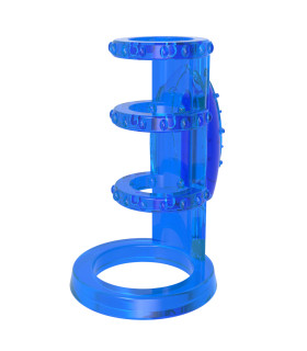 Насадка на член из колец с вибрацией, голубая, 7.6 х 2 см - No Taboo