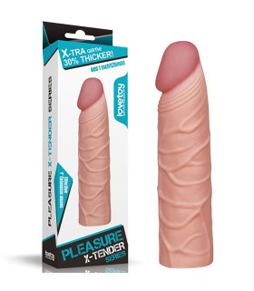 Насадка на член удлиняющая реалистичная Lovetoy бежевая, 17 х 3.9 см - No Taboo