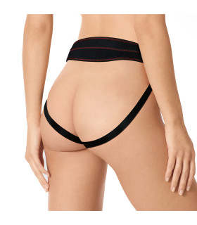Страпон на турсиках с открытыми ягодицами Lovetoy, черный, бежевый, 18 х 3.4 см - No Taboo