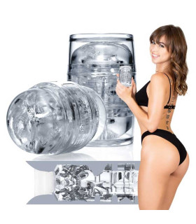 Мастурбатор реалистичный Riley Reid с 2 отверстиями, в колбе, прозрачный, 9 см х 6.5 см - No Taboo