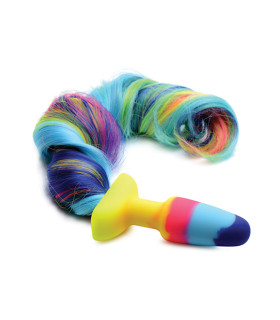 Анальна пробка райдужна з хвостом - No Taboo