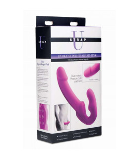Безремневий страпон з вібрацією Evoke Vibrating Strapless Strap-On, рожевий, 24.7 х 4 см - No Taboo