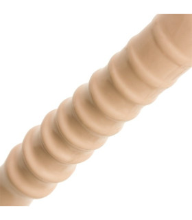 Анальный фаллоимитатор с ребристым рельефом, бежевый - No Taboo