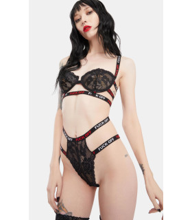 Комплект Fuck Off , черное кружево, размер S/M - No Taboo