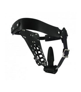 Пояс верности мужской, кожаный, черный - No Taboo