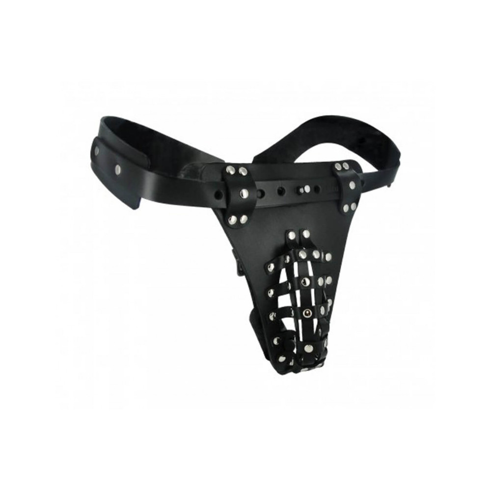 Пояс верности мужской, кожаный, черный (41500), zoom