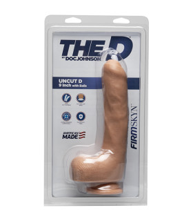 Фаллоимитатор реалистичный, на присоске, с мошонкой, необрезанный, 22.2 х 4.4 см - No Taboo