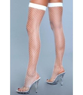 Чулки в сетку, сексуальные, с узкой резинкой, белые - No Taboo