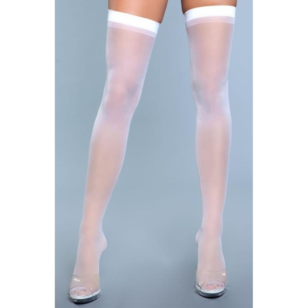 Панчохи, сексуальні, напівпрозорі, з щільною гумкою, білі (41533), zoom