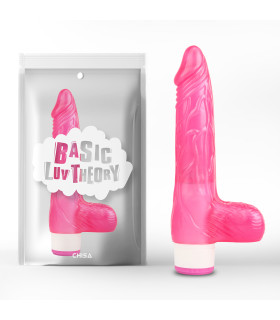 Вибратор с яичками, реалистичный, на батарейках, розовый, 20 х 3.5 см - No Taboo